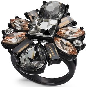 I.N.C. Black-Tone Multi-Crystal Statement Ring
